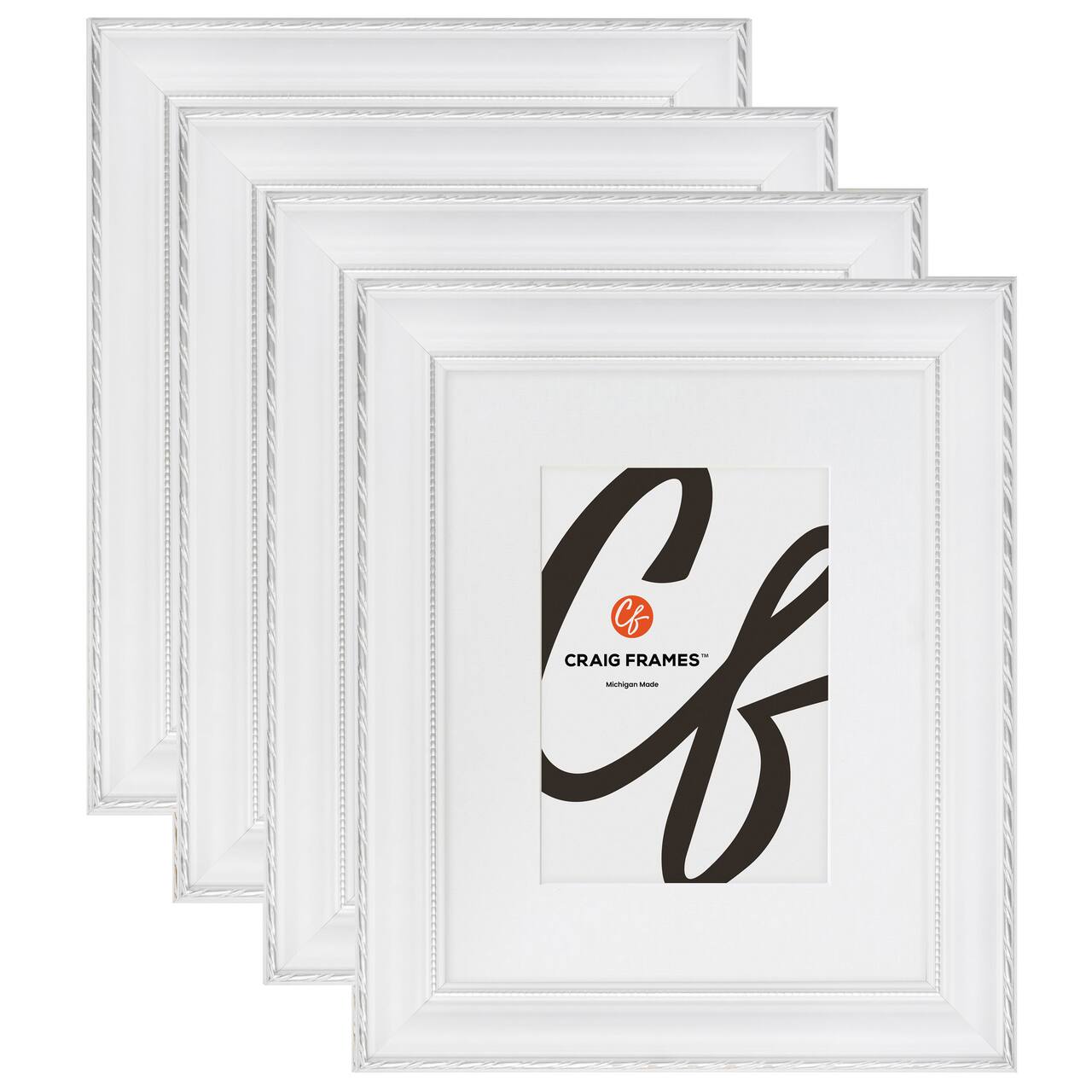 4 Pack Craig Frames Victoria White & Silver Picture Frame with Mat